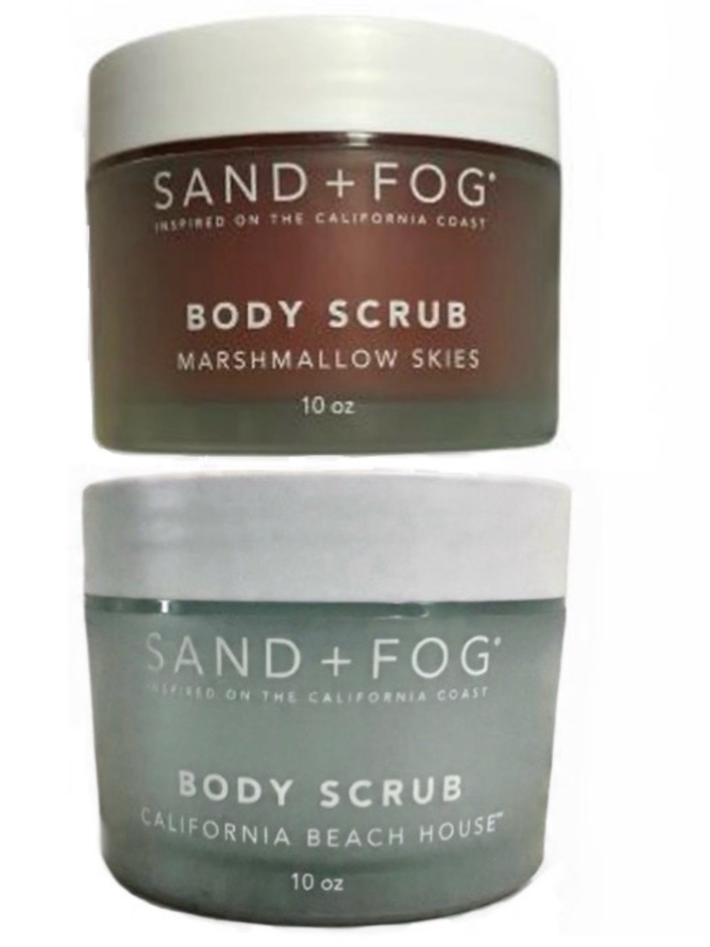Set of 2! Sand + Fog Body Scrub MARSHMALLOW SKIES & CALIFORNIA BEACH HOUSE 10oz
